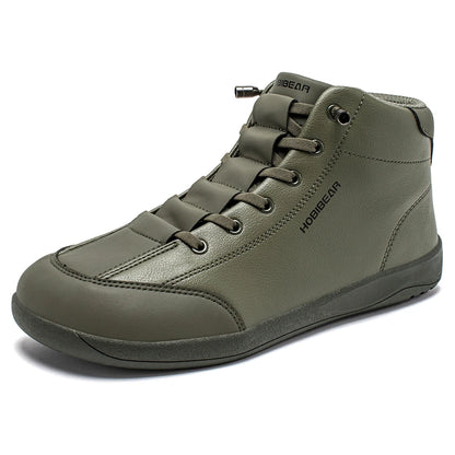 HOBIBEAR Mid-Top Barefoot Shoes Unisex Wide Toe Minimalist Ankle Boots Artificial Leather Outdoor Non-Slip Sneaker