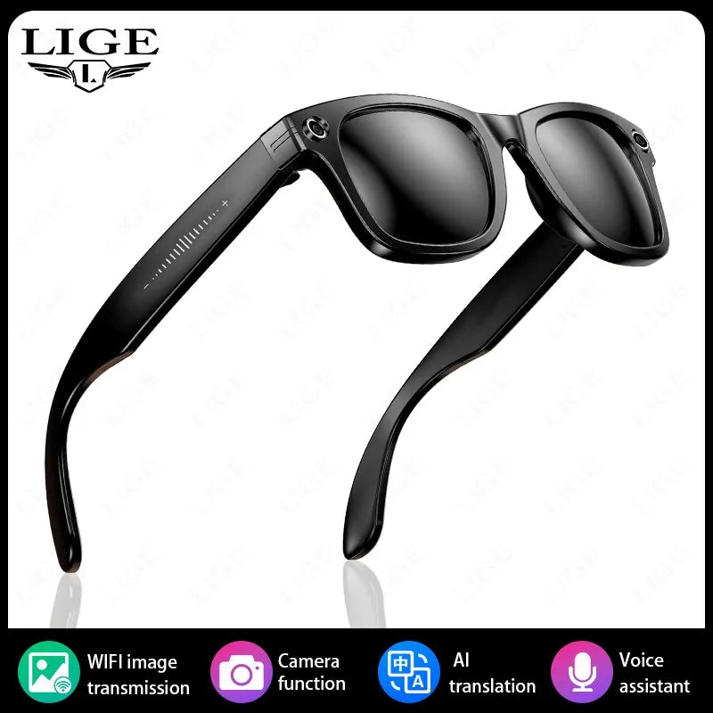Lunettes intelligentes 8 mégapixels, enregistrement vidéo, reconnaissance photo IA, traduction des réponses, batterie 270 mAh, étanche IP65, Bluetooth
