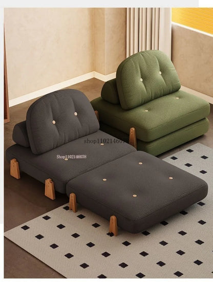 Nordic Home Lazy Sofa Small Apartment Fabric Sofas Living Room Tofu Block Module Combination Sofa Bed Dual-purpose Cream Tatami