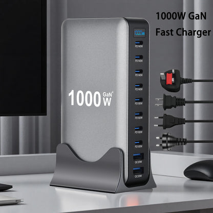Nouveau chargeur rapide de bureau 10 ports GaN USB Type C PD3.1 PPS 1000 W pour tablettes et téléphones portables (dropshipping)