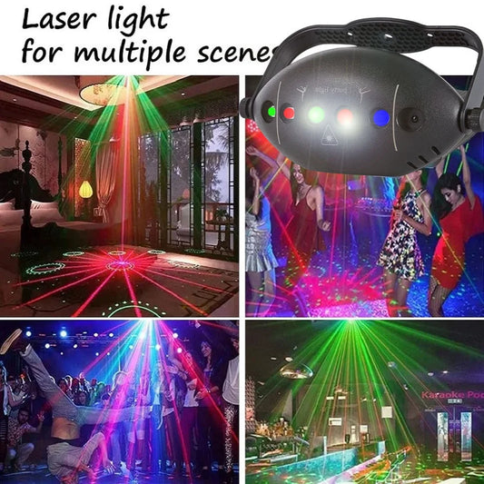 Éclairage DJ pour scène et soirées : boule disco activée par le son, projecteur à 3 LED rétroéclairées avec motifs clignotants, idéal pour les fêtes en intérieur, les salles de danse, les soirées de Noël à la maison, les clubs et les soirées.