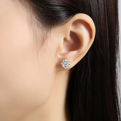 Boucles d'oreilles puces en or 14 carats plaqué, serties de moissanite (0,2-3 carats, taille brillant GRA), pour femmes et hommes, bijoux durables pour fiançailles et mariages.