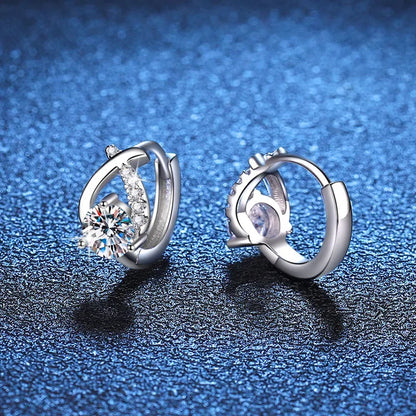 Boucles d'oreilles créoles en véritable moissanite de 0,5 carat et 5 mm, avec certificat, en argent sterling 925. Bijoux de luxe étincelants pour femmes.
