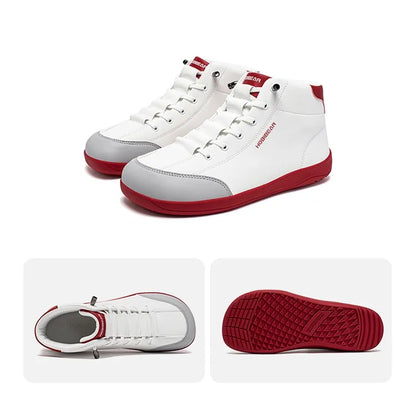 HOBIBEAR Mid-Top Barefoot Shoes Unisex Wide Toe Minimalist Ankle Boots Artificial Leather Outdoor Non-Slip Sneaker