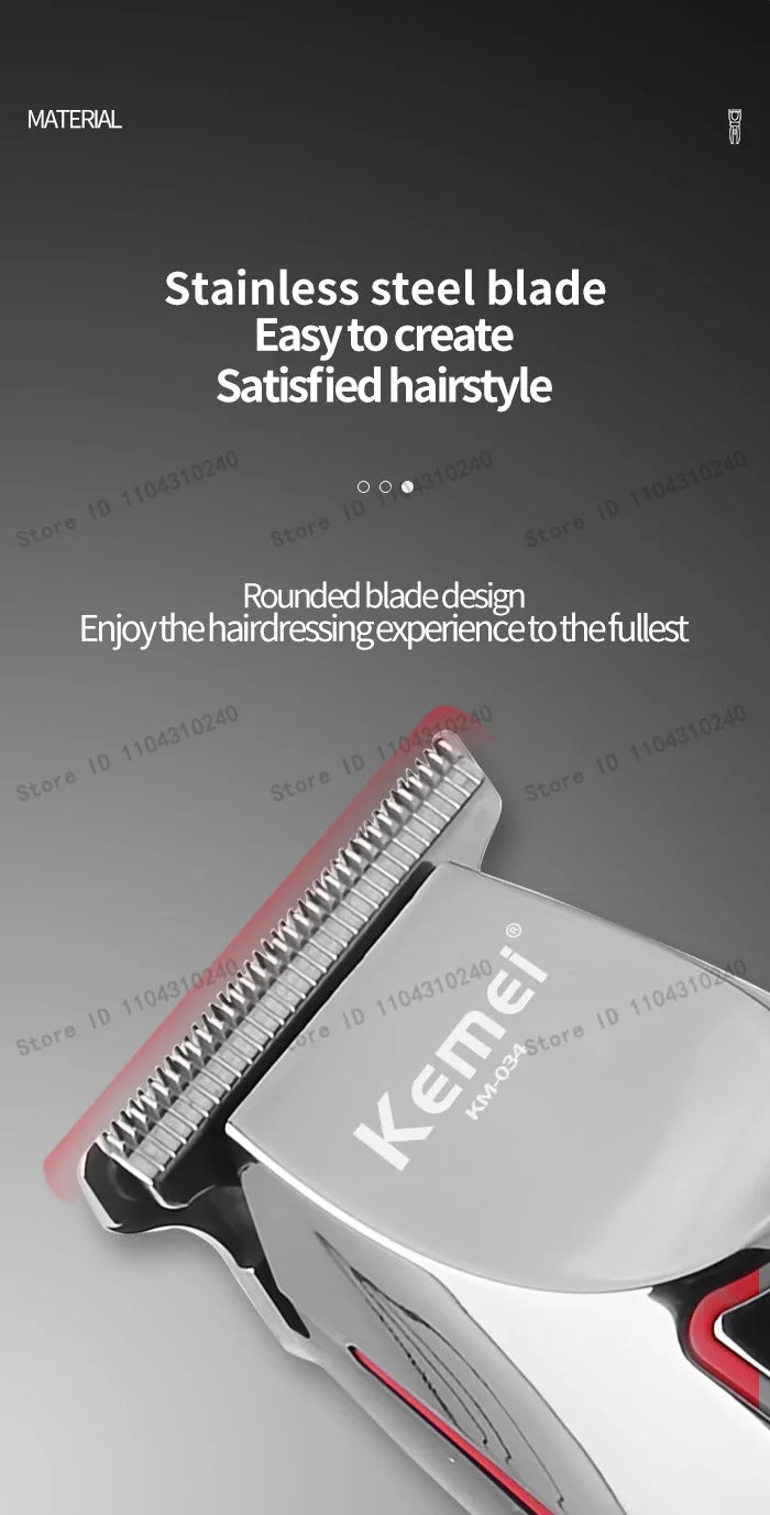 Kemei Men's Electric Hair Trimmer USB Charging Cordless Hair Clipper Reciprocating Twin Blade Beard Shaver KM-2024 KM-034 Kit