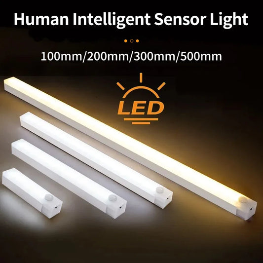 LED Long Strip Body Sensor Night Light Desk Reading Light Cabinet Bedside Bathroom Cool/Warm Light Rechargeable Magnetic Light
