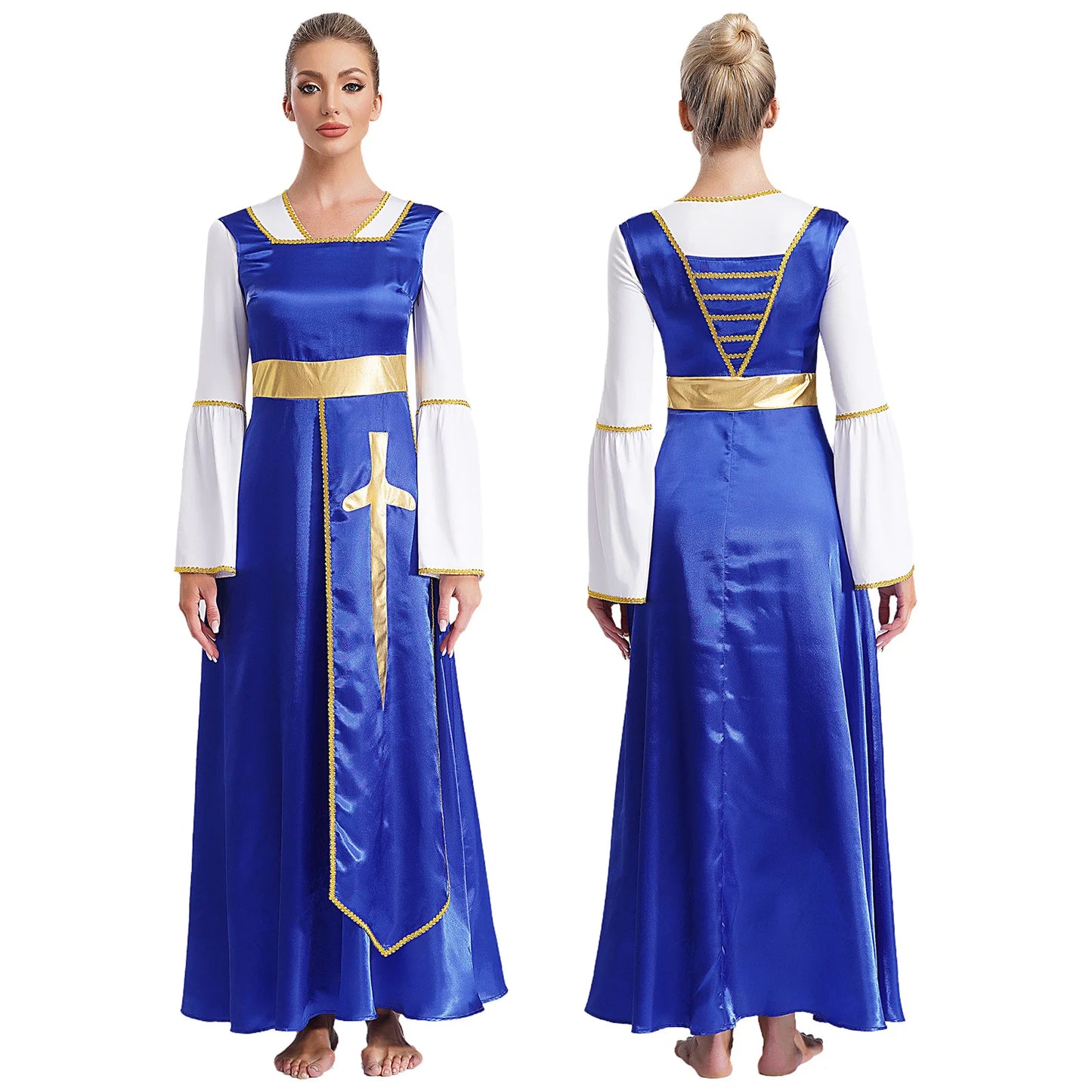 Women Robe Praise Lyrical Dance Dress Church Choir Worship Liturgical Performance Costume Sleeveless Tunic Gown Dancewear Clothe