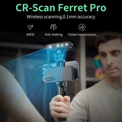 Scanner 3D portable Creality CR-Scan Ferret Pro : suivi anti-vibration, WiFi 6, numérisation sans fil couleur 24 bits, précision de 0,1 mm