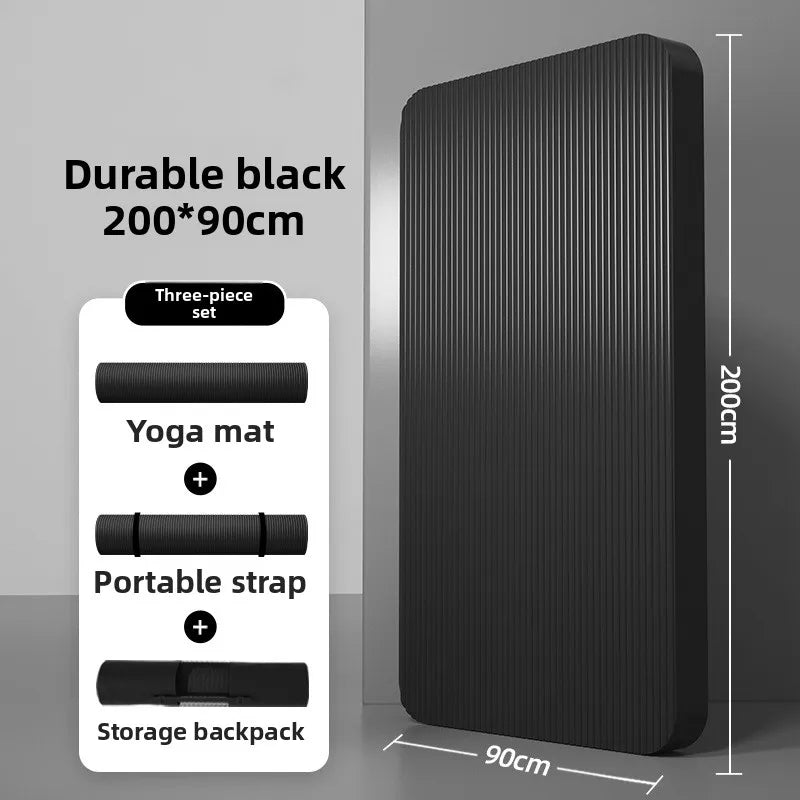 Tapis de yoga pour homme, 20 mm d'épaisseur, allongé et élargi, antidérapant, idéal pour l'exercice, couleur unie, en NBR.