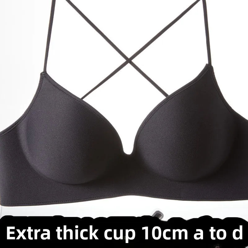 10CM Ultra Thick Push Up Bra for Small Chest Women Wireless Seamless No Side Fat Bra Lift Shape Body Shaper with Invisible Back