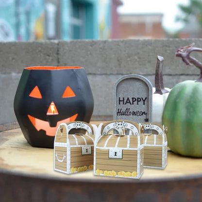 12/24pcs Pirate Treasure Chest Treat Boxes Pirate Kid Birthday Party Decoration Trick or Treat Halloween Themed Party Gift Favor