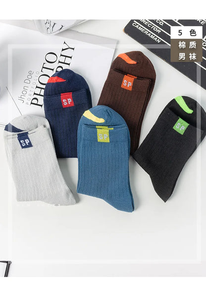 1 Pairs Mens Letters SP Middle Tube Socks Spring and Summer Shallow Low Top Sport Short Socks Trend in Tube Socks Calcetines