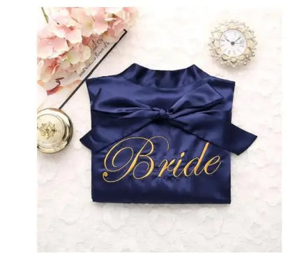 Bride Bridesmaid Wedding Robe Embroidery Kimono Bathrobe Gown Nightgown Casual Satin Short Women Sexy Nightwear Sleepwear