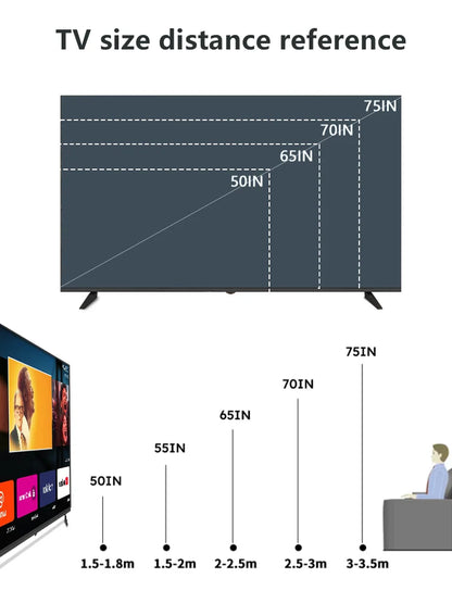 Téléviseur grand écran UHD 70 pouces (81 cm) - Disponible en 32, 43, 50, 55, 65, 75, 85, 98 et 100 pouces (81, 43, 50, 55, 65, 75, 85, 98 et 100 cm) - Compatible Android LED LCD Smart TV avec Wi-Fi