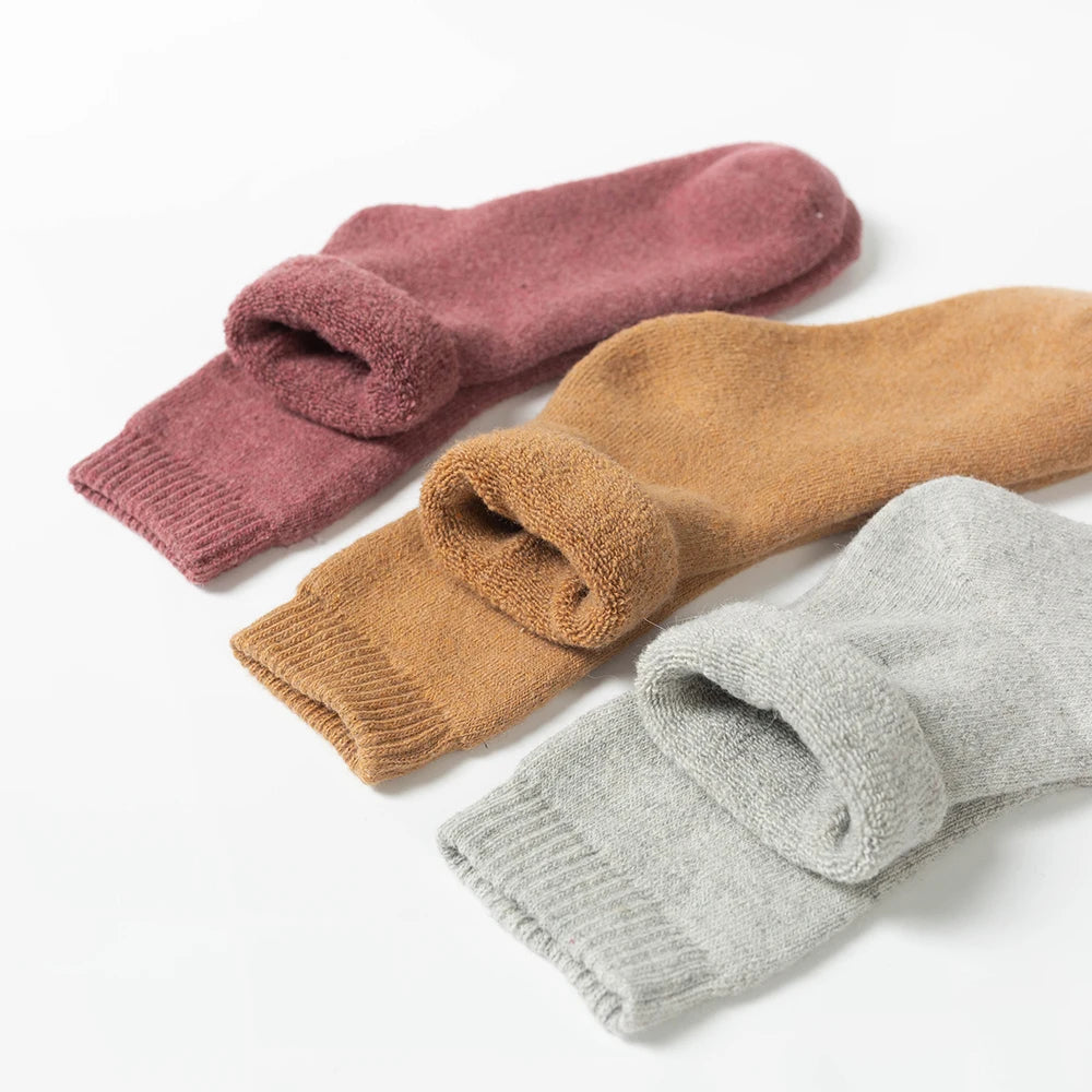 1 Pair Solid Color Wool Socks Men's Sock Women Socks Against Super Thicker Winter Socks High Quality Cold Snow Sock Merino Socks