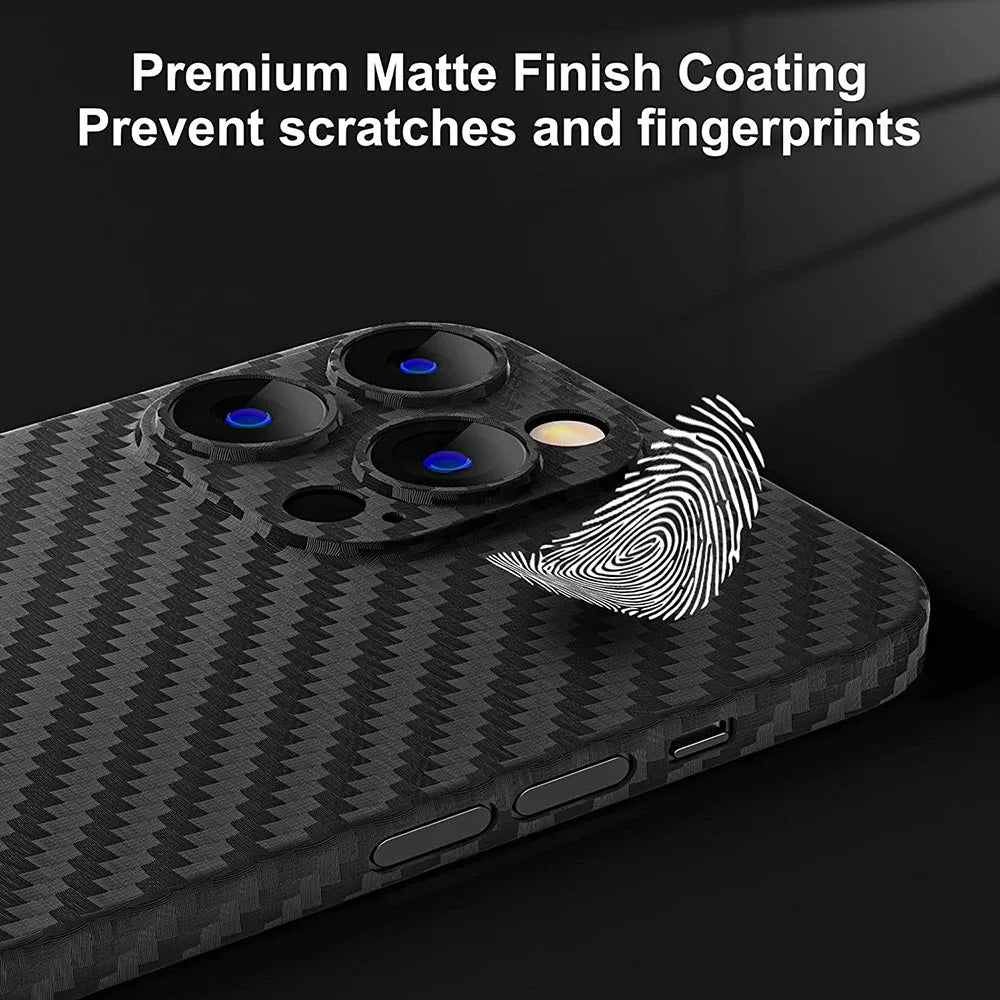 0.3mm PP Ultra Thin Cover For iPhone 16 15 14 Plus 13 12 Mini 11 Pro Max XR XS Max 7 8 Plus SE 2 3 Carbon Fiber Texture Case