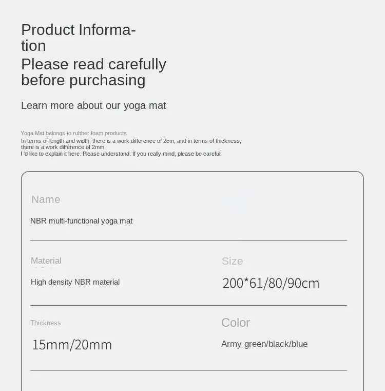 Tapis de gym pour homme 200 x 90 cm, épaisseur 20 mm, tapis de yoga pour débutants, plus épais, plus large et plus long, antidérapant, pour la maison