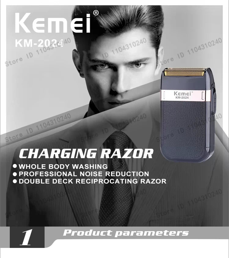 Kemei Men's Electric Hair Trimmer USB Charging Cordless Hair Clipper Reciprocating Twin Blade Beard Shaver KM-2024 KM-034 Kit