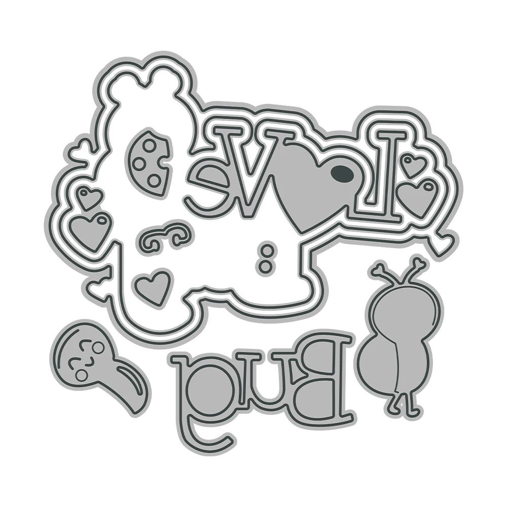 MangoCraft Cute Love Bug Cutting Dies Valentine's Day DIY Scrapbooking Supplies Metal Dies Knife Mold For Cards Albums Decor