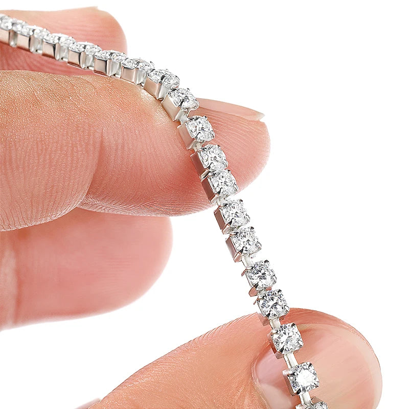 Bracelet de tennis KNOBSPIN en moissanite VVS1, 3,84-6,4 ct, diamètre 2,5 mm/3 mm, en argent sterling s925 élastique, pour femmes et hommes.