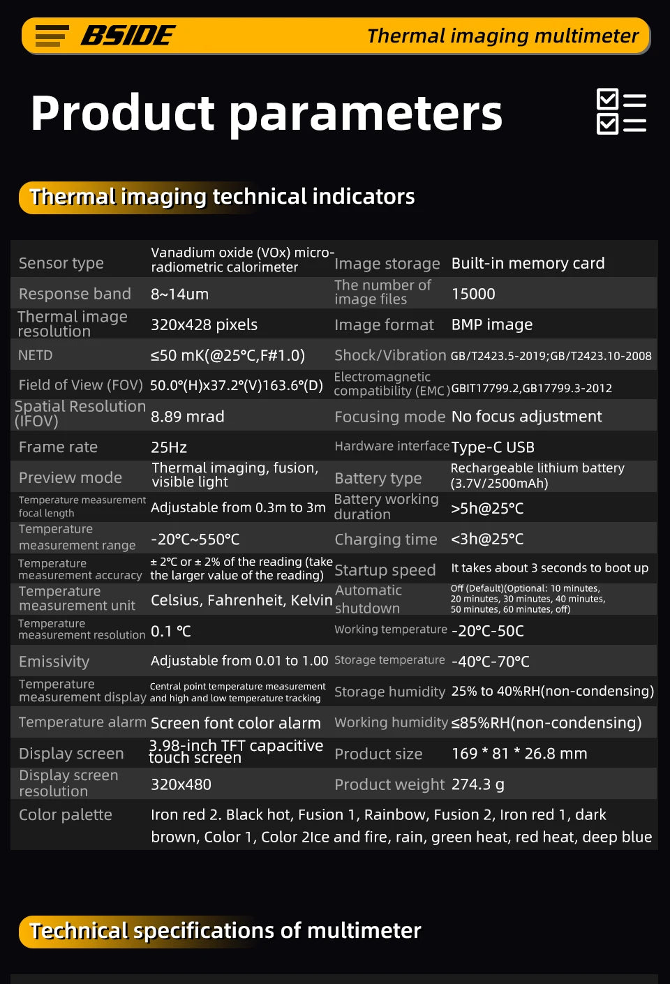 BSIDE SH7 320*320 Thermal Imager Camera 20000 Counts Touchscreen Digital Multimeter 2 in 1 IR Camera for Macro lens Repair PCB