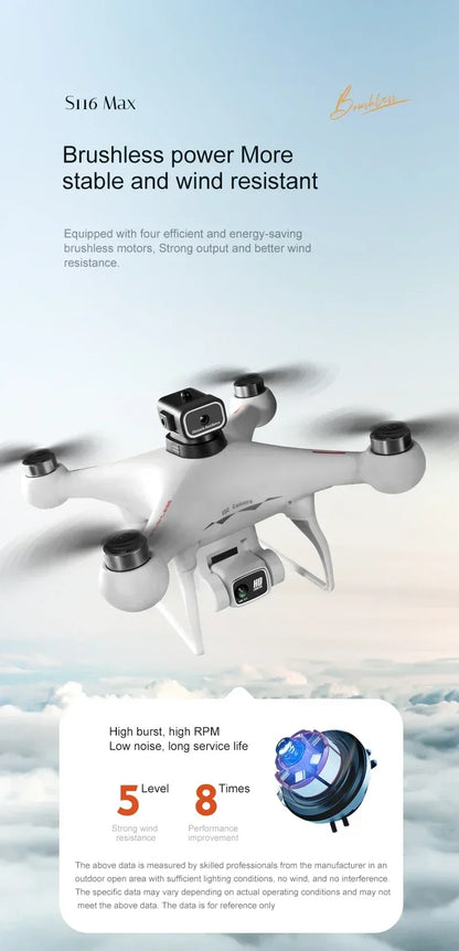 S116 MAX FPV Drone Triple Battery Dual 8K HD Cameras Optical Flow Positioning WIFI Real-Time Transmission 360° Smart Avoidance