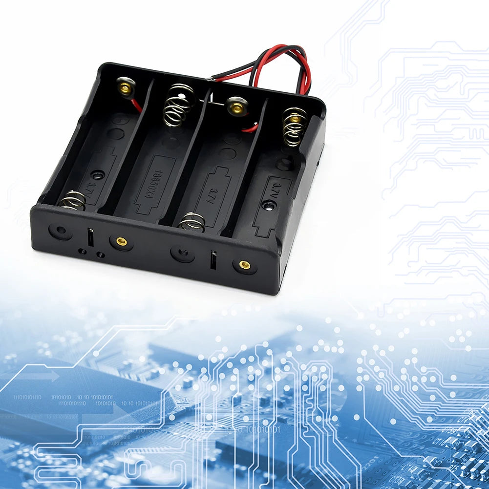 1 2 3 4 Slot DIY Batteries Clip Holder Container Plastic 18650 Holder Box with Wire Lead Black for 18650 3.7V Battery