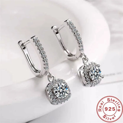 Boucles d'oreilles créoles Huggie en moissanite 2 carats pour femme, diamant de laboratoire, argent sterling 925, bijoux fins.