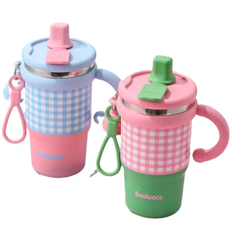 Tasse isotherme double en acier inoxydable 316 pour bureau, idéale pour les filles (2025). Poignée pratique, paille et double capacité.