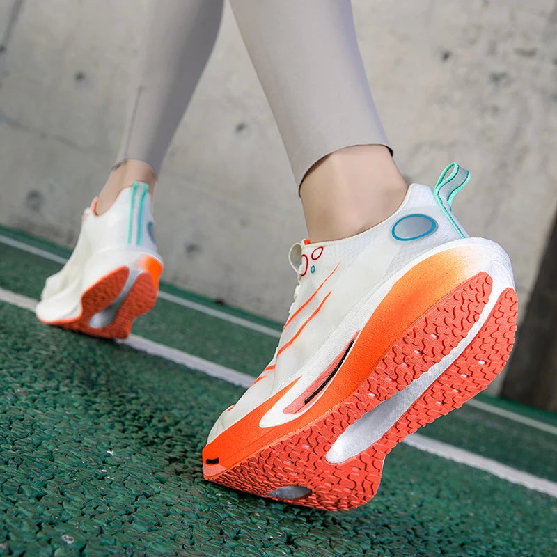 Unisex Carbon Board Running Shoes Professional Marathon Lightweight Bouncing Pad Breathable Ladies Stable Support Sports Shoes