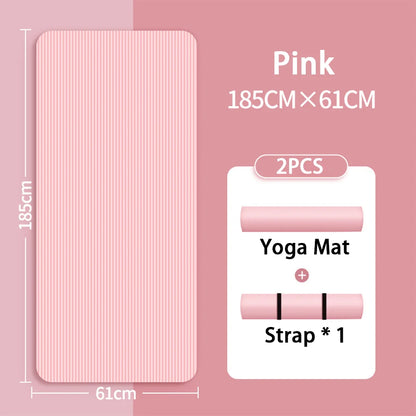 Tapis de yoga de 8 mm, adapté aux débutants, plus long et plus épais pour une meilleure stabilité lors des exercices, tapis de yoga antidérapant pour le fitness à domicile.