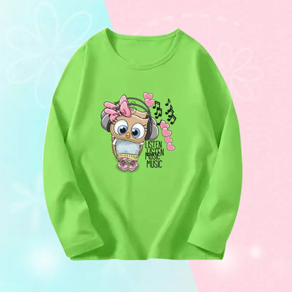 Toddlers Autumn T-shirts For Girl Long Sleeve Cute Tee Shirts Biggirl Casual T-shirts Little Girl Cotton Spring T-shirts