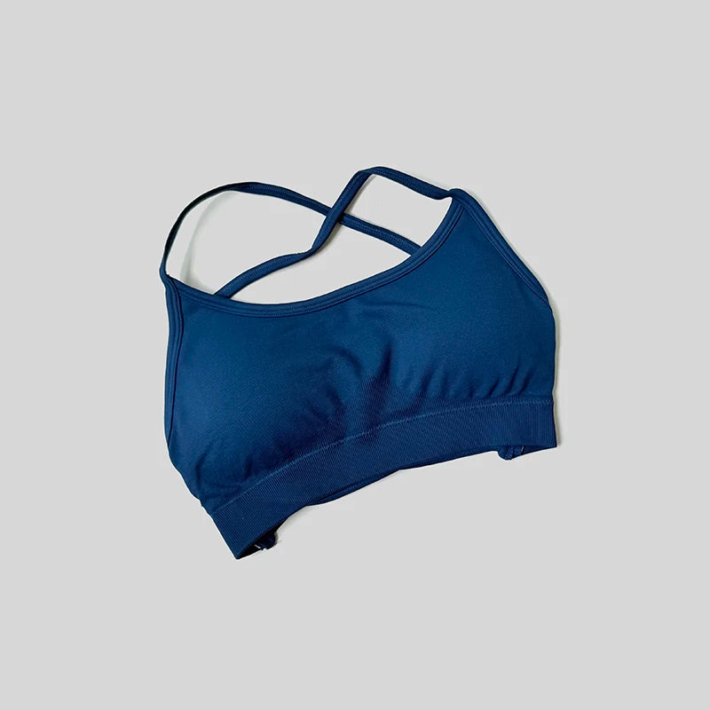 Sexy Backless Impact Strappy Bra Top Women High Support Thin Sport Seamless Bras Scrunch Sports Workout Fitness Tank