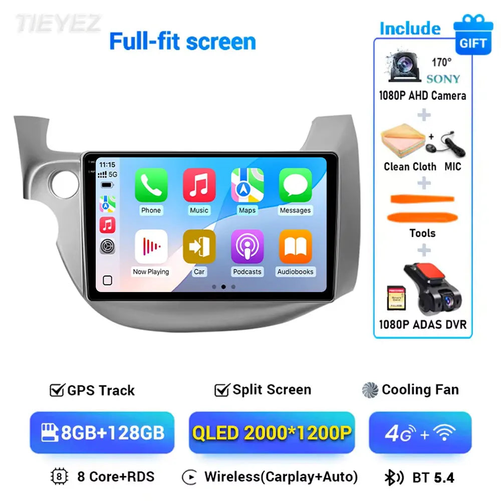 Android 15 Car Radio For Honda Fit Jazz 2008-2013 2din Android 12 Carplay Multimidia Video Player Navigation GPS Head Unit