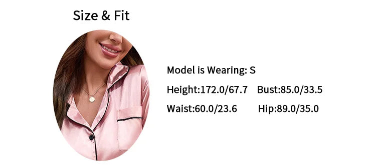 Women's Pajama Set Sleepwear Suit Loungewear Pj Set Satin Long Sleeve Tops With Pants 2 Pieces Pjs Pajamas for Women Pyjama