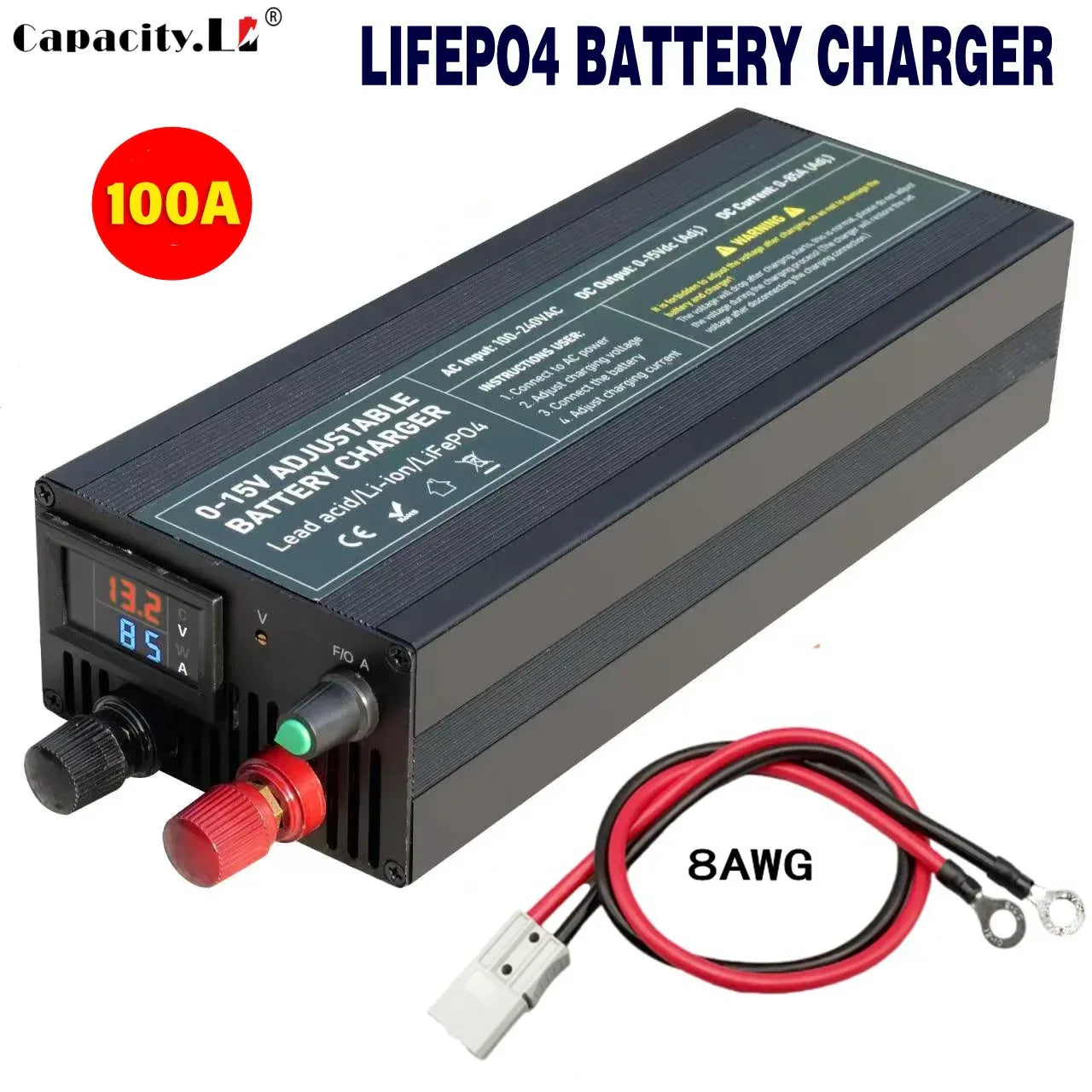 0-100V25A Lifepo4 Charger 24V48V64V72V Fast Charger Lithium Battery Charger 14.6V 100A 60A Battery Adapter Adjustable voltage
