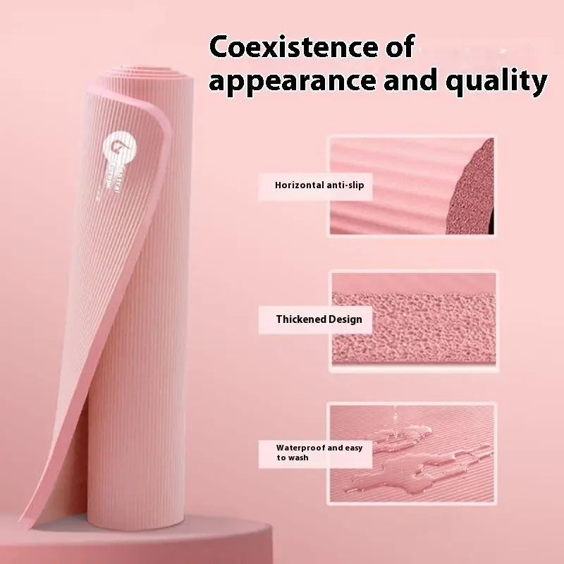 Tapis de yoga athlétique antidérapant de 10 mm pour l'entraînement à domicile, le Pilates et la gymnastique