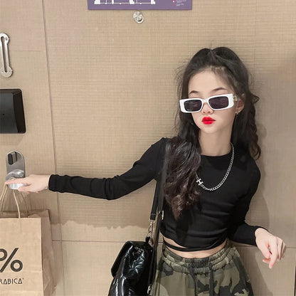 Girls Camouflage Pants Kids Fashion Casual High waisted wide leg pants 2025 Spring Fall ClothesTeen Girl Trousers 8 10 12 14Y