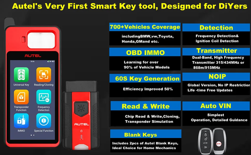 Autel MaxiIM KM100 Key Fob Programming Immobilizer Tool 2PCS Autel IKEY 60s Key Generation IMMO Key Learning on 99% Car KM100X