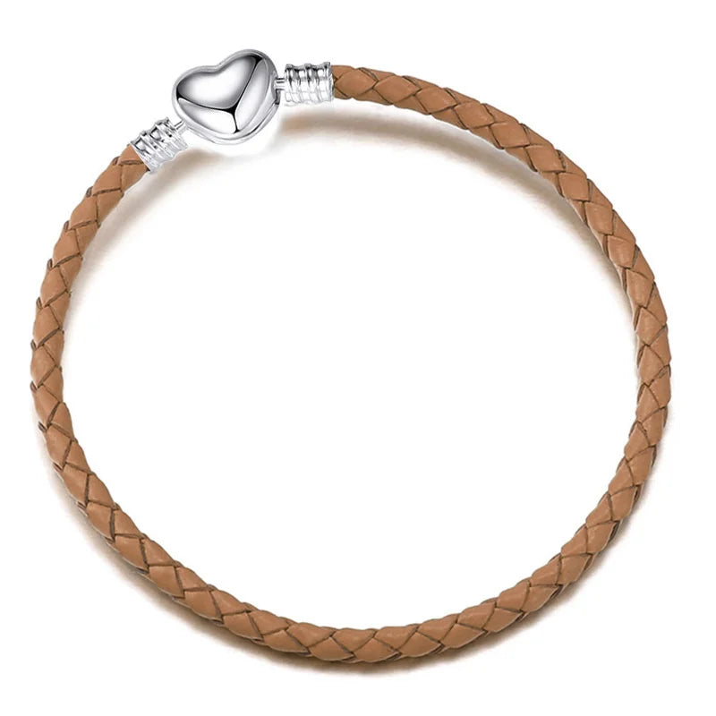 Double Circle Love Leather Rope Bracelet PU Basic Chain Accessories Valentine's Day Gift DIY Fine Jewelry