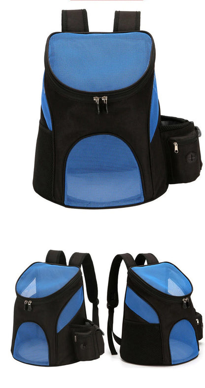Pet backpack foldable pet portable backpack for going out mesh breathable with side pocket cat and dog backpack