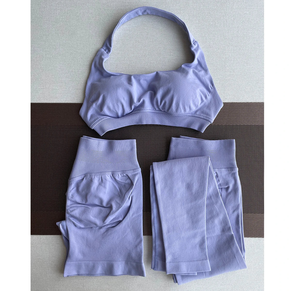 2 Pieces Yoga Gym Set Women Seamless Strappy Yoga Bra High Waist Workout Scrunch Shorts Sports Set Fitness Clothes Sportswear