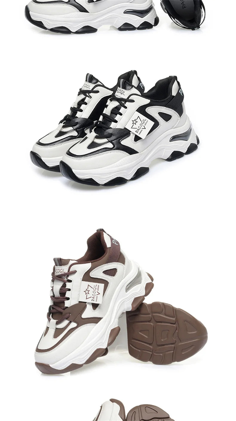 Spring Height Increasing Round toe Versatile Women Platform Causal Shoes Fashion Breathable Sport Designer Sneaker