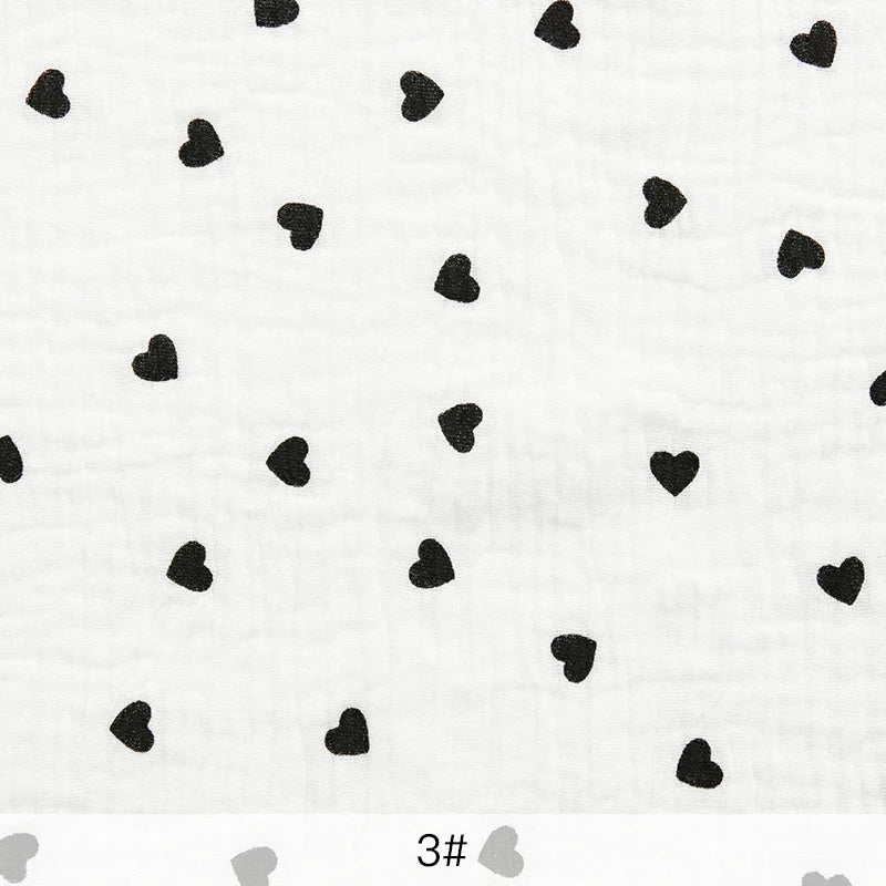 Soft Heart Print Cotton Sewing Fabric Crepe Double Layer Gauze Cloth Valentine's Day Diy Towel Material YHW300530