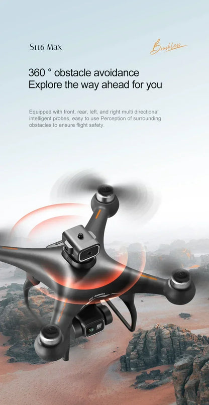 S116 MAX FPV Drone Triple Battery Dual 8K HD Cameras Optical Flow Positioning WIFI Real-Time Transmission 360° Smart Avoidance
