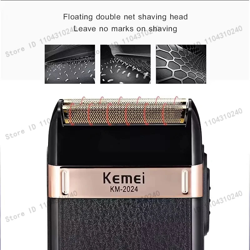 Kemei Men's Electric Hair Trimmer USB Charging Cordless Hair Clipper Reciprocating Twin Blade Beard Shaver KM-2024 KM-034 Kit