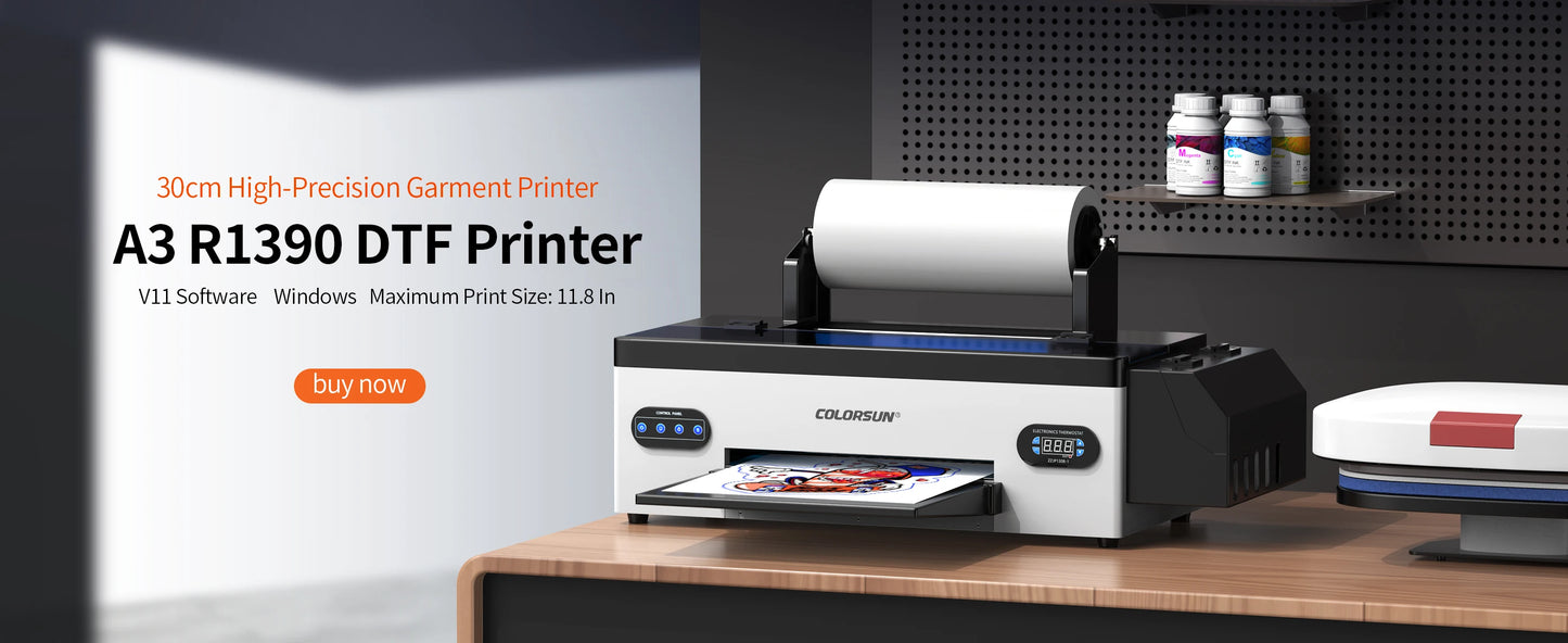 Colorsun A3+R1390 DTF Printer T-shirt Transfer Printing Machine Impresora a3 dtf Printers For T-Shirt Hoodies Bags Sweatshirt