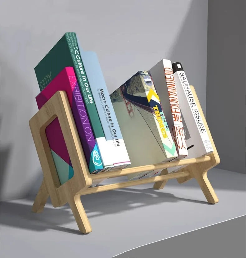 Desktop Mini Solid Wood Book Shelving Simple Office Documents Magazine Stationery Home Studyroom Books Sundry Organizer Rack
