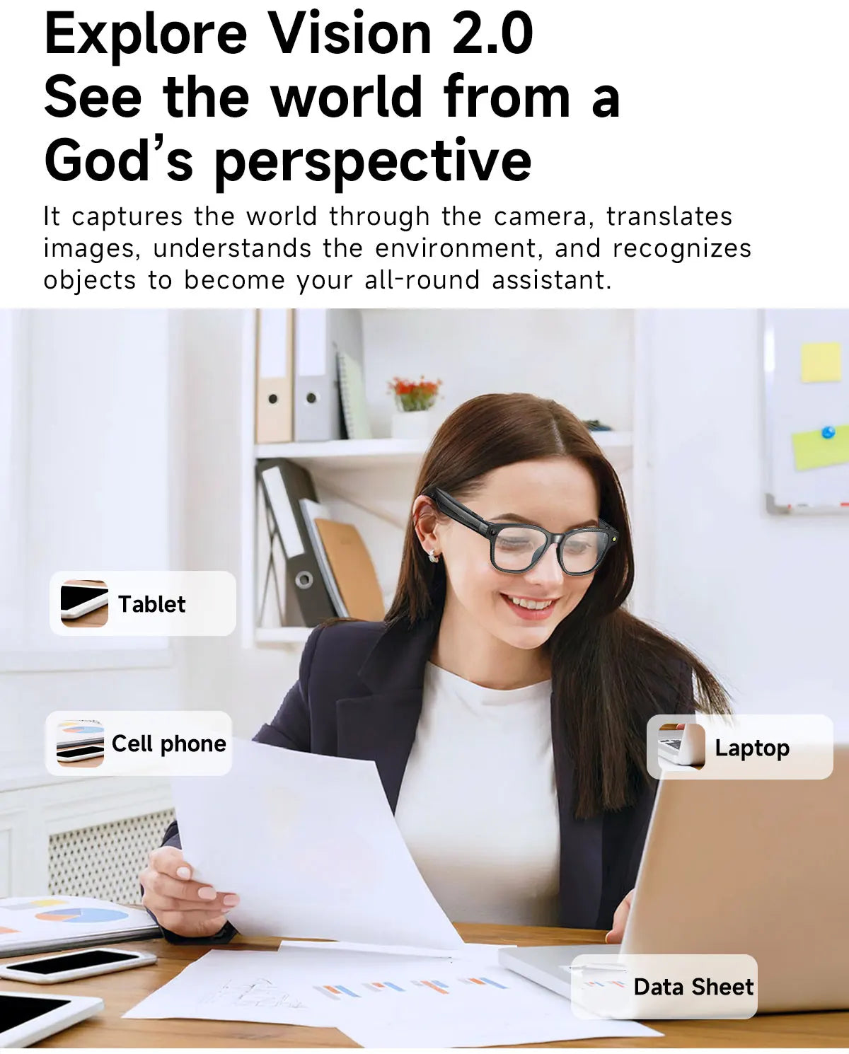 Smart Glasses With 8M HD camera 1200P anti-shake HD video AI intelligent voice assistant Real-time translation Object recognion