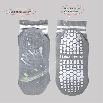Grip Socks for Women Non Slip Pilates Yoga Socks with Double Stripes Non Slip Socks for Workout Ballet Athletic Socks